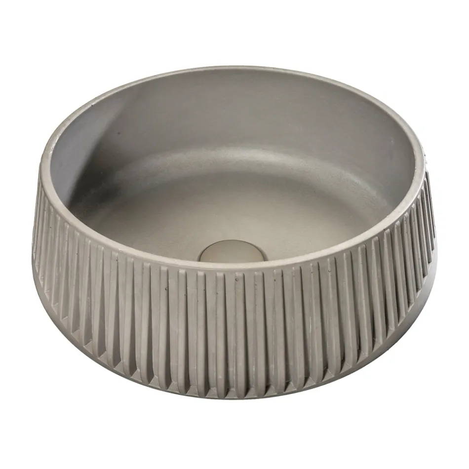 Rund bordplade håndvask lavet af cement og harpiks - Ibisco Viadurini