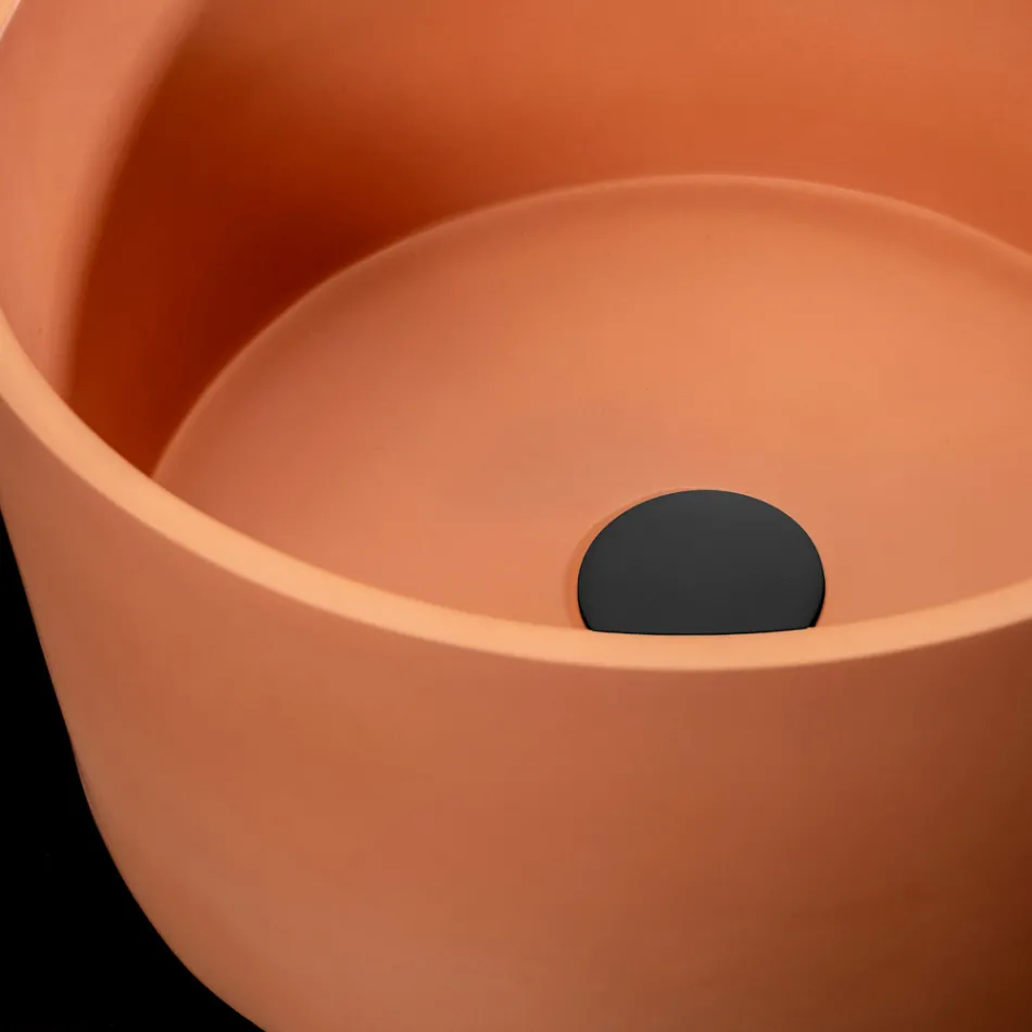 Rund bordplade håndvask Lavet af Mali Orange Terrazzo - Azalea Viadurini