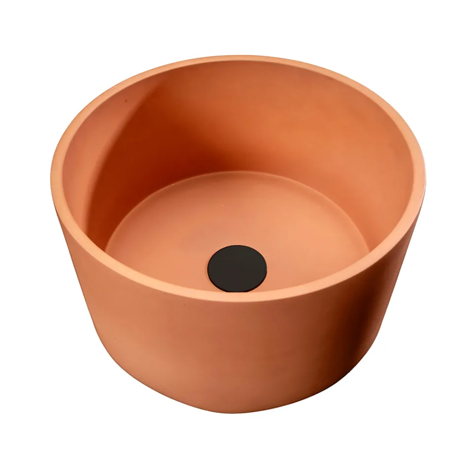 Rund bordplade håndvask Lavet af Mali Orange Terrazzo - Azalea Viadurini