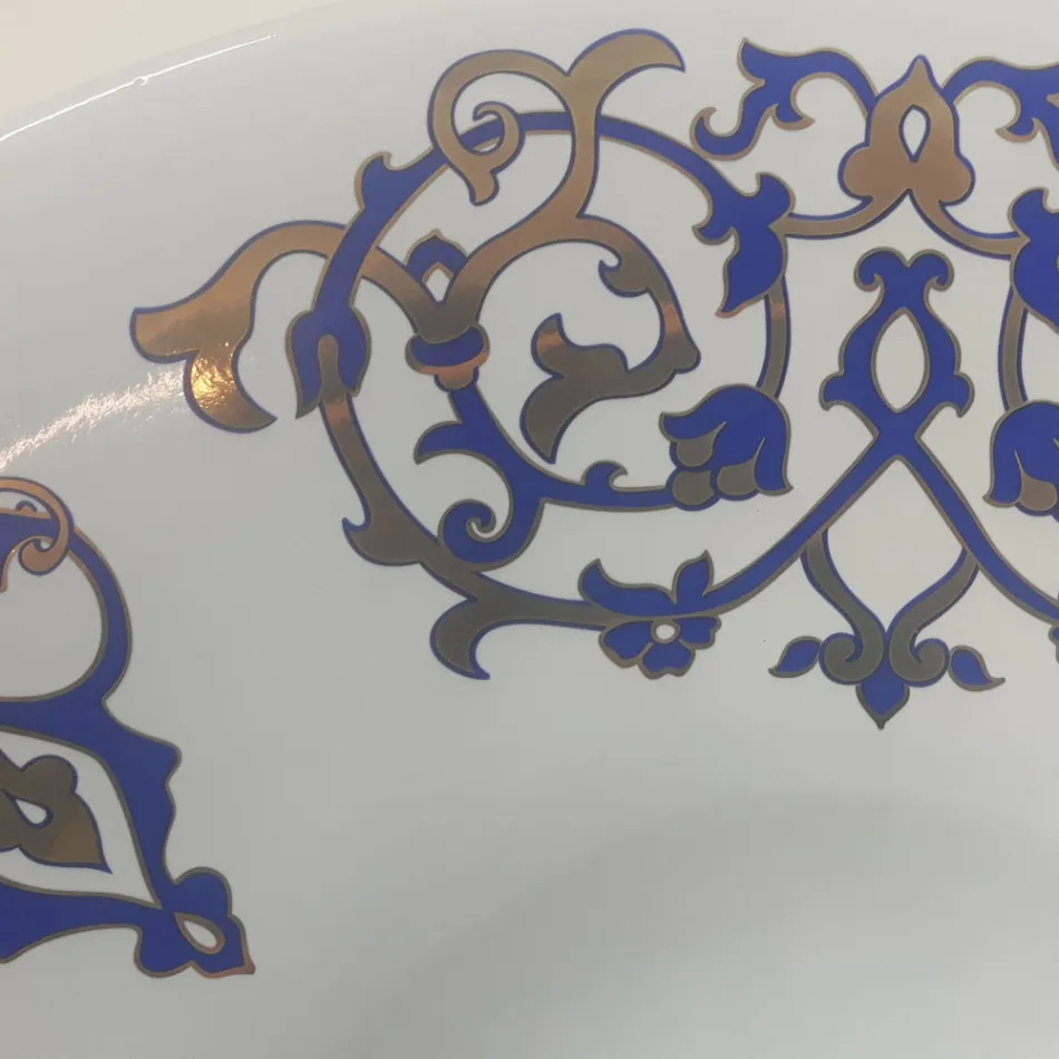 Halv forsænket håndvask med koboltblå og guld- eller gulddekorationer Made in Italy - Capatosta Viadurini