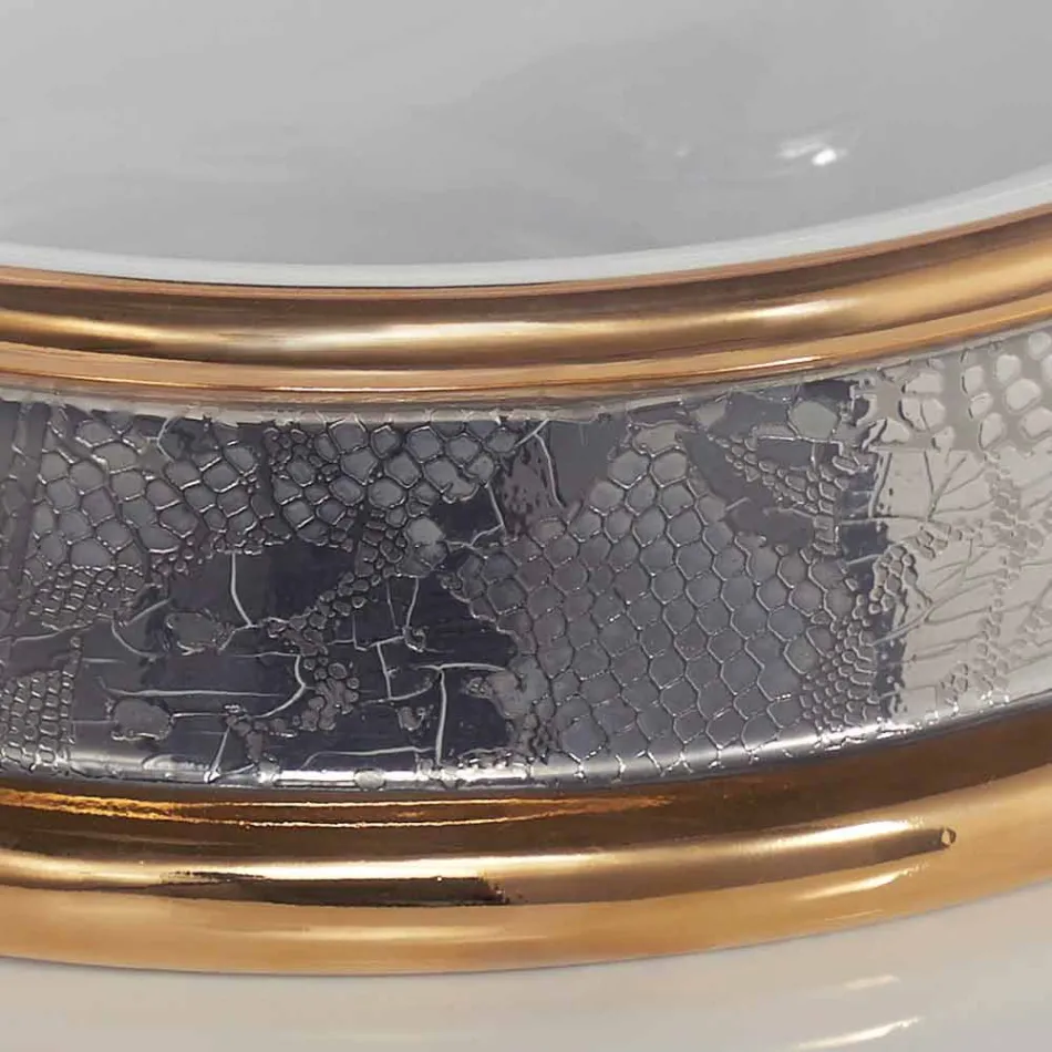 Design semi-forsænket vask i ild ler håndlavet i Italien, Manilo Viadurini