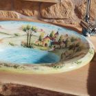 Halv forsænket håndvask i Fire Clay med Landskab af Deruta Made in Italy - Principe Viadurini