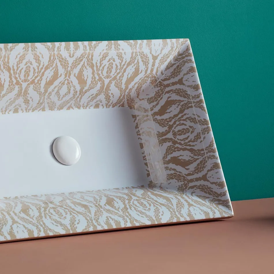 Halv-forsænket håndvask i Fire Clay af forskellige finish lavet i Italien - Ultima Viadurini