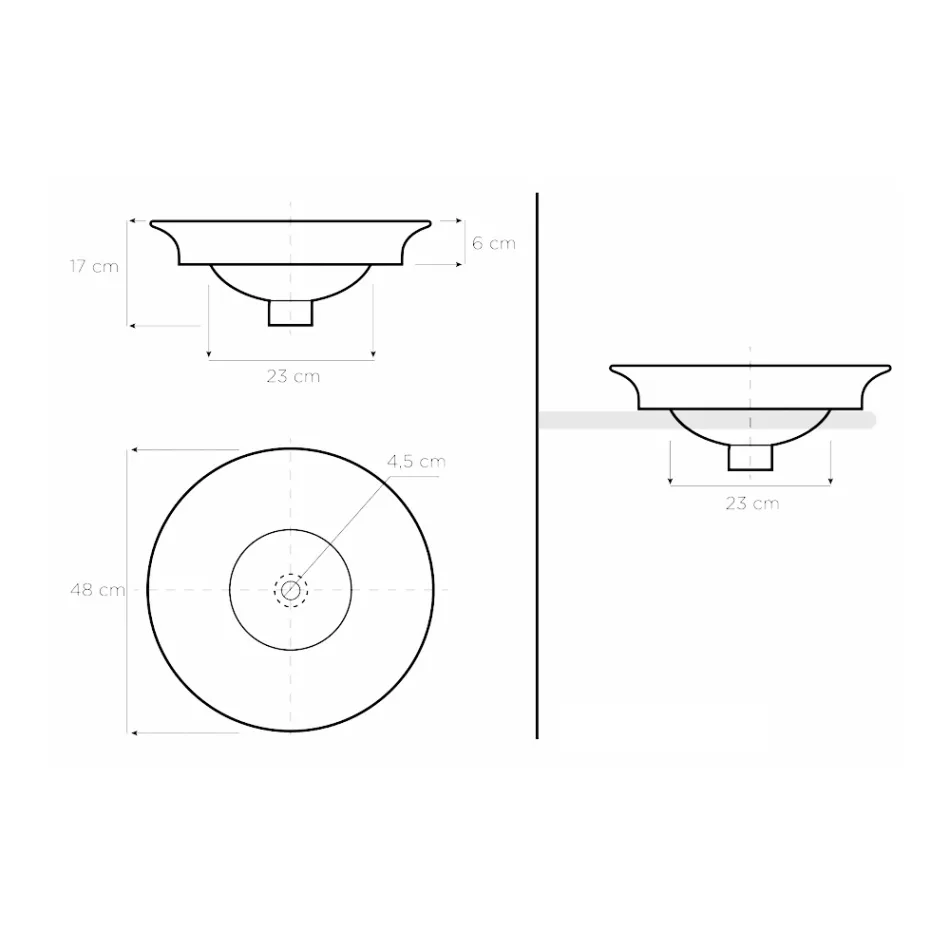 Halv forsænket håndvask i Fire Clay i forskellige finish Made in Italy - Capatosta Viadurini