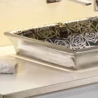 Semi-forsænket håndvask i moderne brandlære dekoreret for hånd i Italien, Guido Viadurini