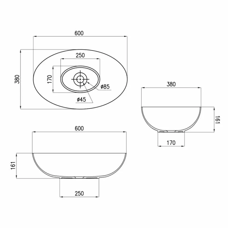Sfærisk keramisk bordplade Ø60cm Fremstillet i Italien Leivi Viadurini