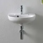 Væghængt hvid keramikvask med et elegant moderne design - Silica Viadurini