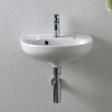 Væghængt hvid keramikvask med et elegant moderne design - Silica Viadurini
