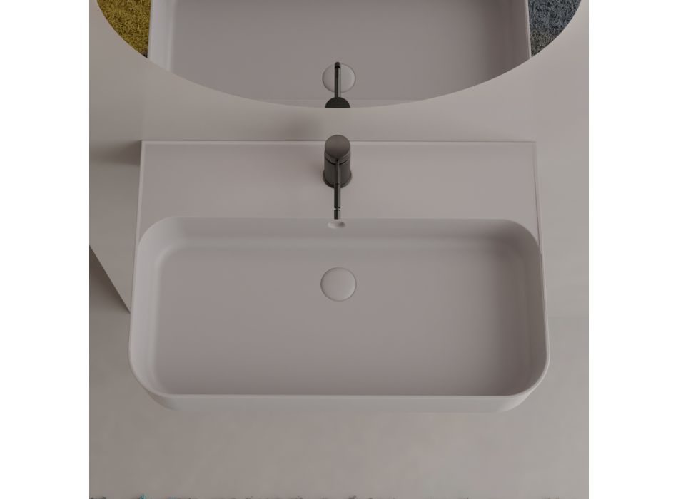 Væghængt keramisk håndvask med valgfri håndklædeholder Made in Italy - Graffa Viadurini