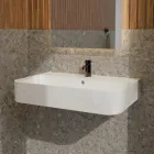 Væghængt keramisk håndvask med valgfri håndklædeholder Made in Italy - Graffa Viadurini