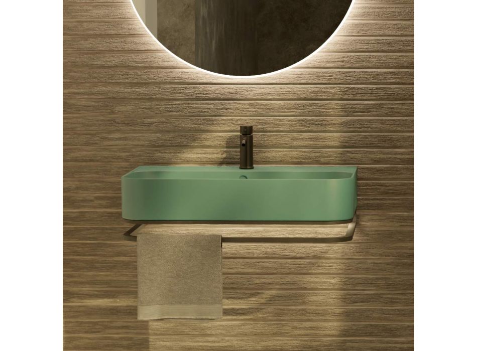 Væghængt keramisk håndvask med valgfri håndklædeholder Made in Italy - Graffa Viadurini