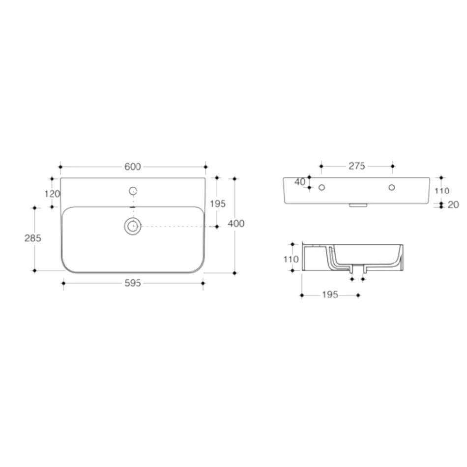Væghængt keramisk håndvask med valgfri håndklædeholder Made in Italy - Graffa Viadurini