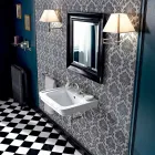 Væghængt håndvask i vintage stil i hvid keramik fremstillet i Italien - Marwa Viadurini