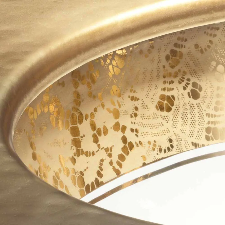 Undermount vask i ild ler og guld håndlavet i Italien, Egeerhavet Viadurini