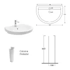 Hvid keramisk piedestalvask med et elegant moderne design - Silica Viadurini