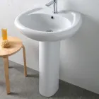 Hvid keramisk piedestalvask med et elegant moderne design - Silica Viadurini