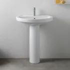 Hvid keramisk piedestalvask med et elegant moderne design - Silica Viadurini