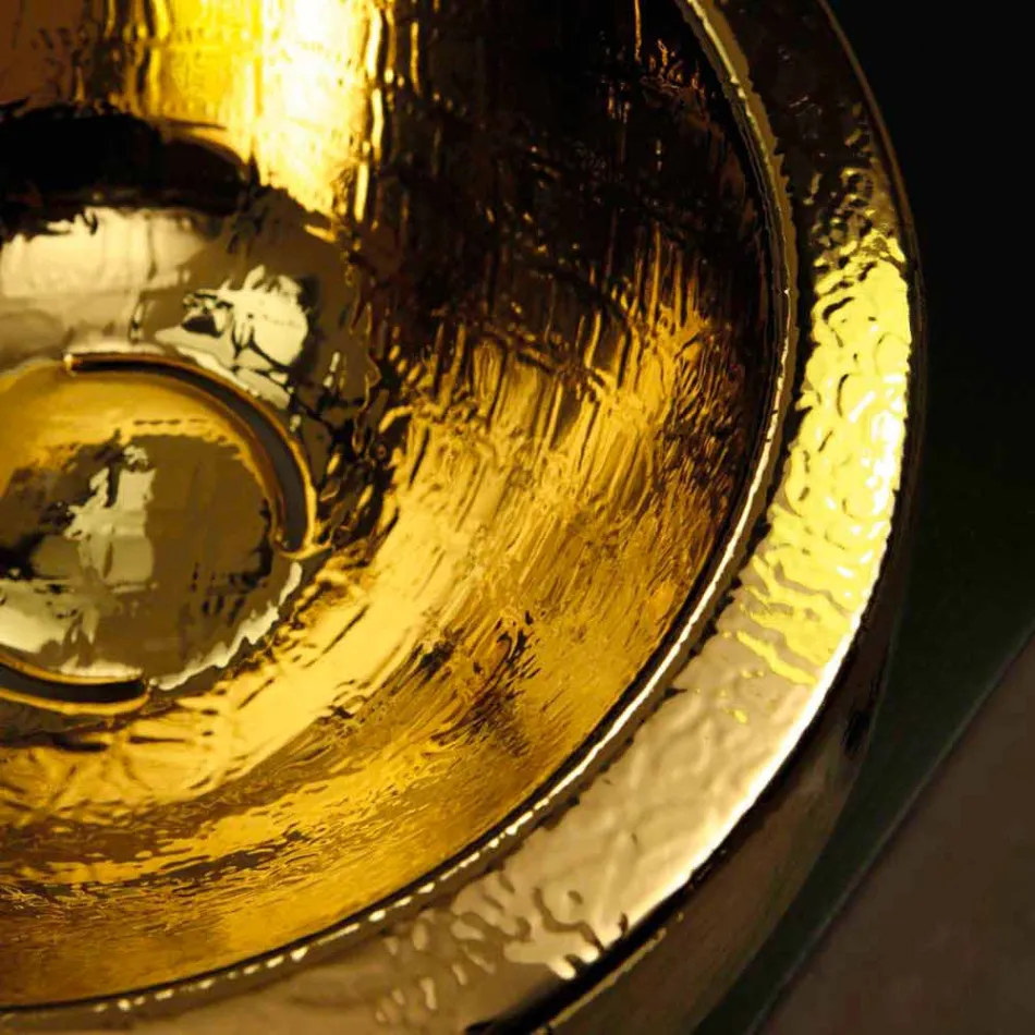 Design runde bordplade i forgyldt Italien Elisa keramik Viadurini