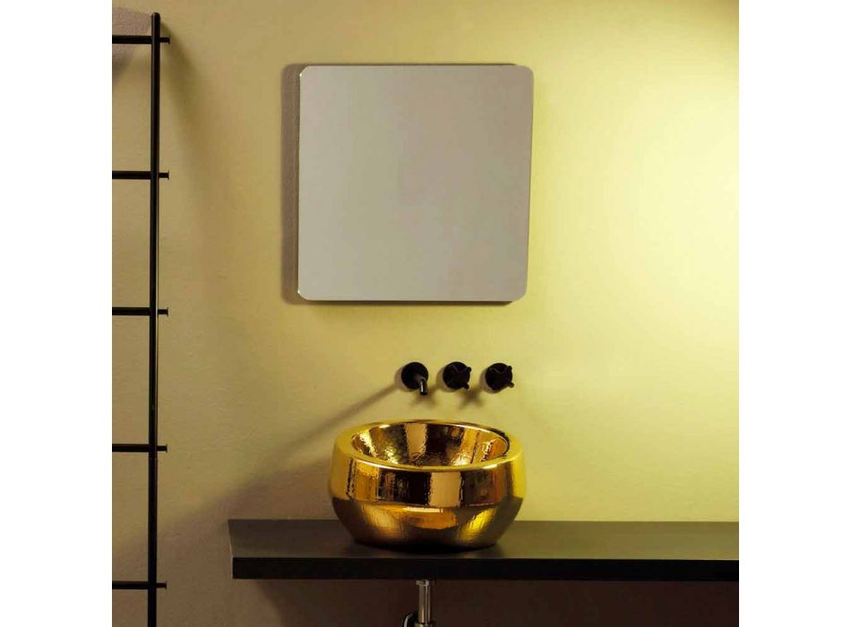 Design runde bordplade i forgyldt Italien Elisa keramik Viadurini