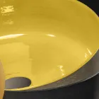 Gul rund bordplade håndvask i glaseret ler Lavet i Italien - Tatiana Viadurini