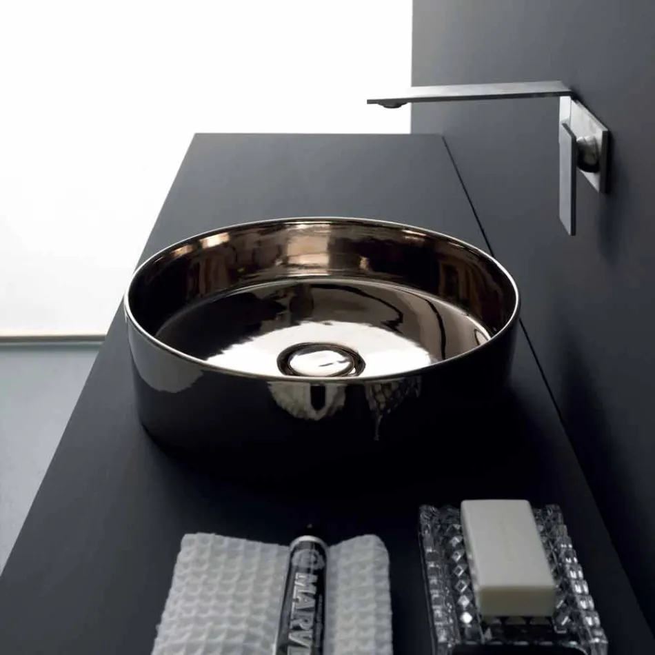 Rund håndvask farvede keramiske lejer Icon Alice Keramik Viadurini