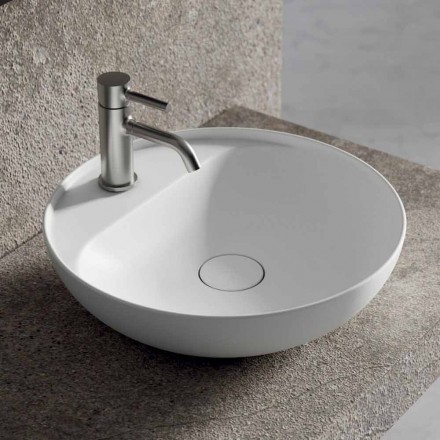 Rund håndvask til bordplade i keramik Lavet i Italien til badeværelset - Omarance Viadurini