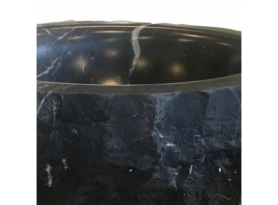 Rund bordplade håndvask i rå sort Marquinia-marmor fremstillet i Italien - Bernini