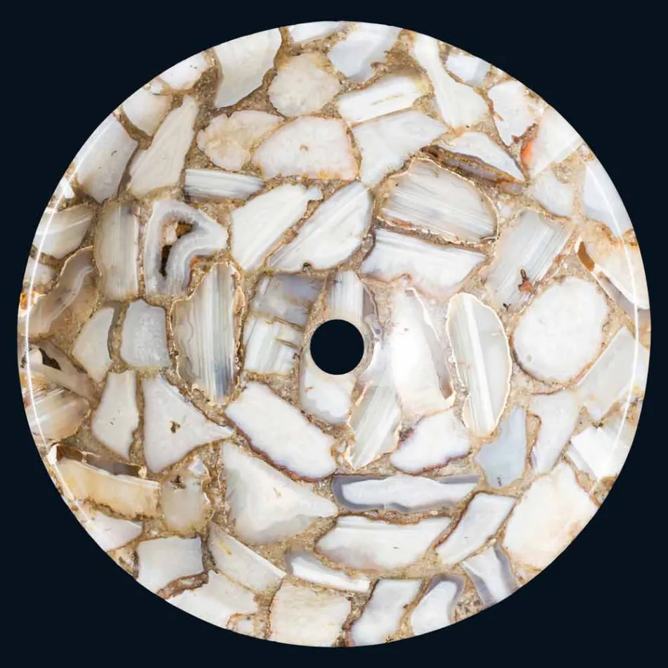 Countertop runde sten support agat Mila, enkelt stykke Viadurini