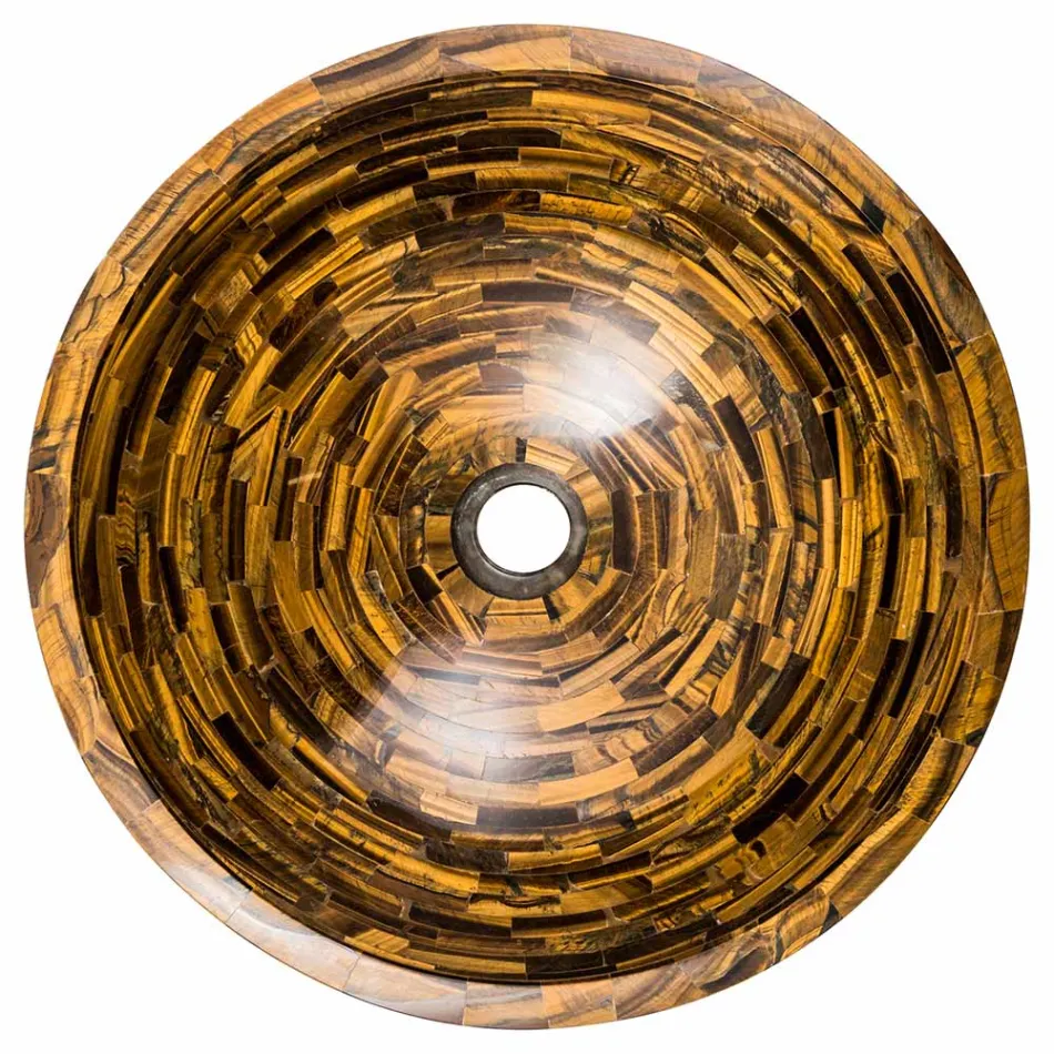 Rund bordplade håndvask i pollon tiger eye stone Viadurini