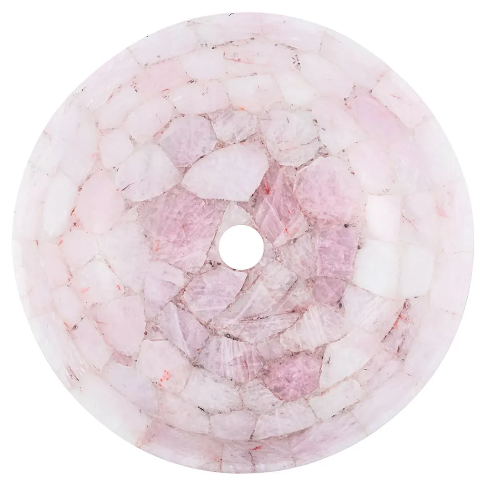 Rund håndvask i rosenkvarts Paloma, håndlavede Viadurini