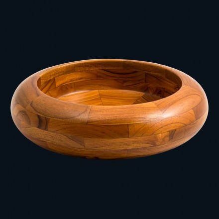 rund håndvask i teak træ køkkenbordet Leon, enkelt stykke Viadurini
