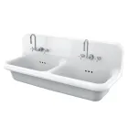 Vintage vægmonteret dobbelt håndvask i grå keramik - jack Viadurini