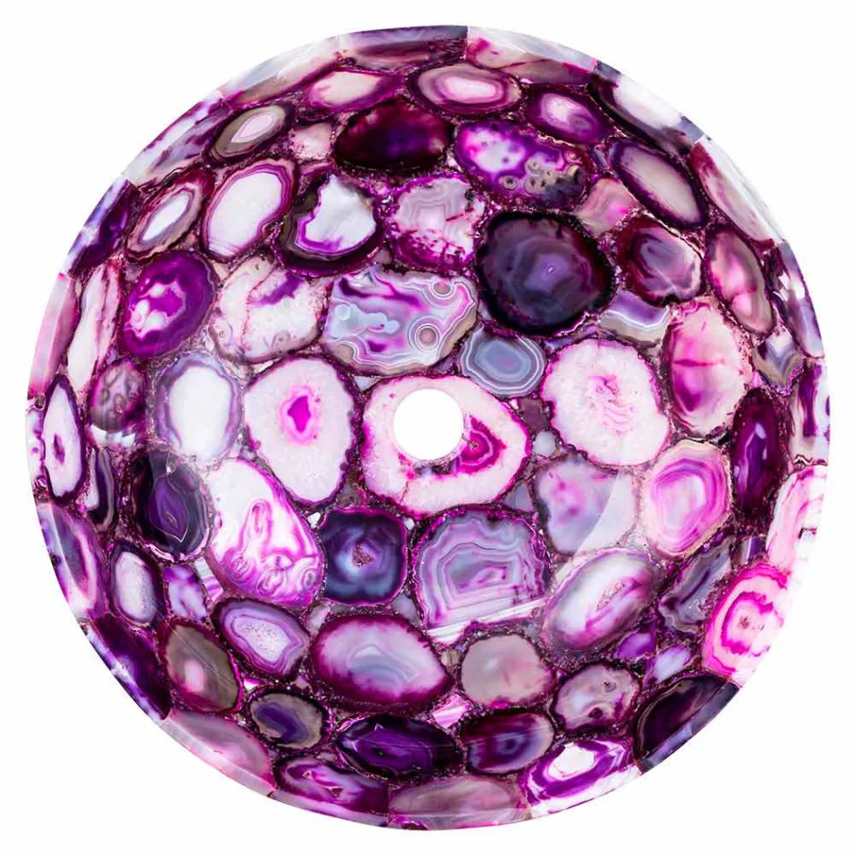 Round Agate Stone Countertop Sink - Buffalo Viadurini