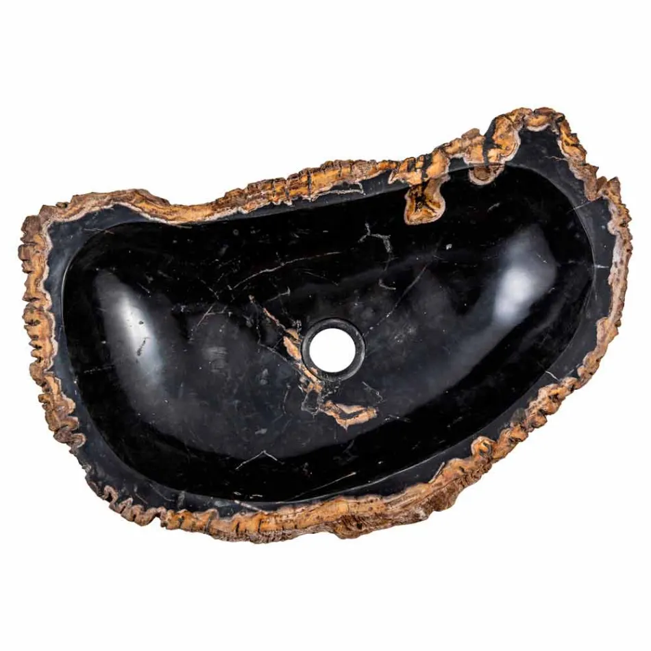 Moderne håndlavet bordplade lavet af fossilt træ, Negrar Viadurini
