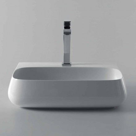 Fritstående eller vægmonteret keramisk vask L 55cm lavet i Italien, Gais Viadurini