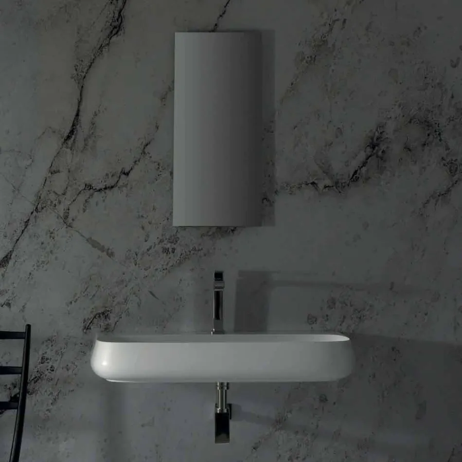 Fritstående eller suspenderet keramisk vask L 90cm lavet i Italien, Gais Viadurini