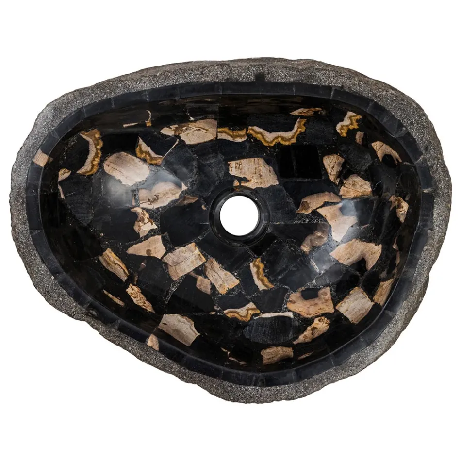 Bordvask håndlavet i flodsten, Palizzi Viadurini