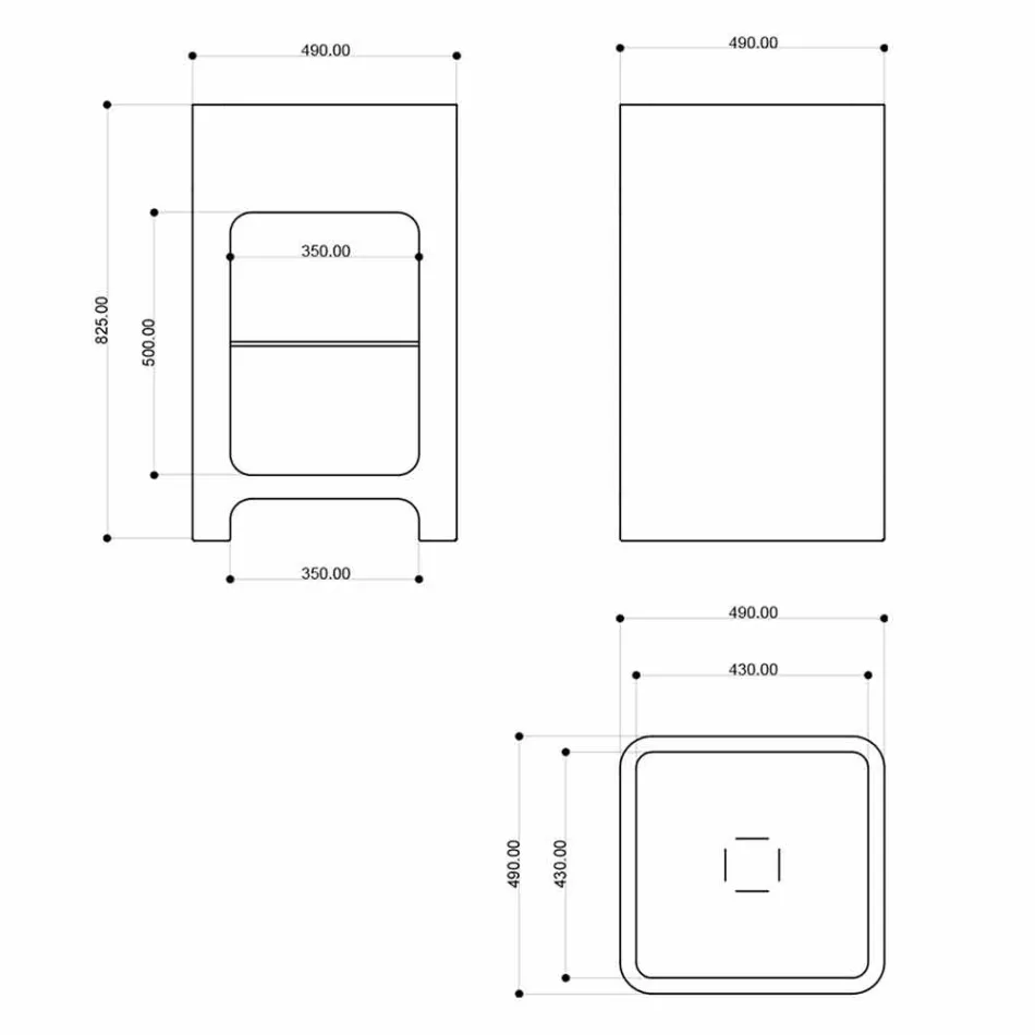 Moderne monoblok fritstående vask lavet i Italien, Tufino Viadurini