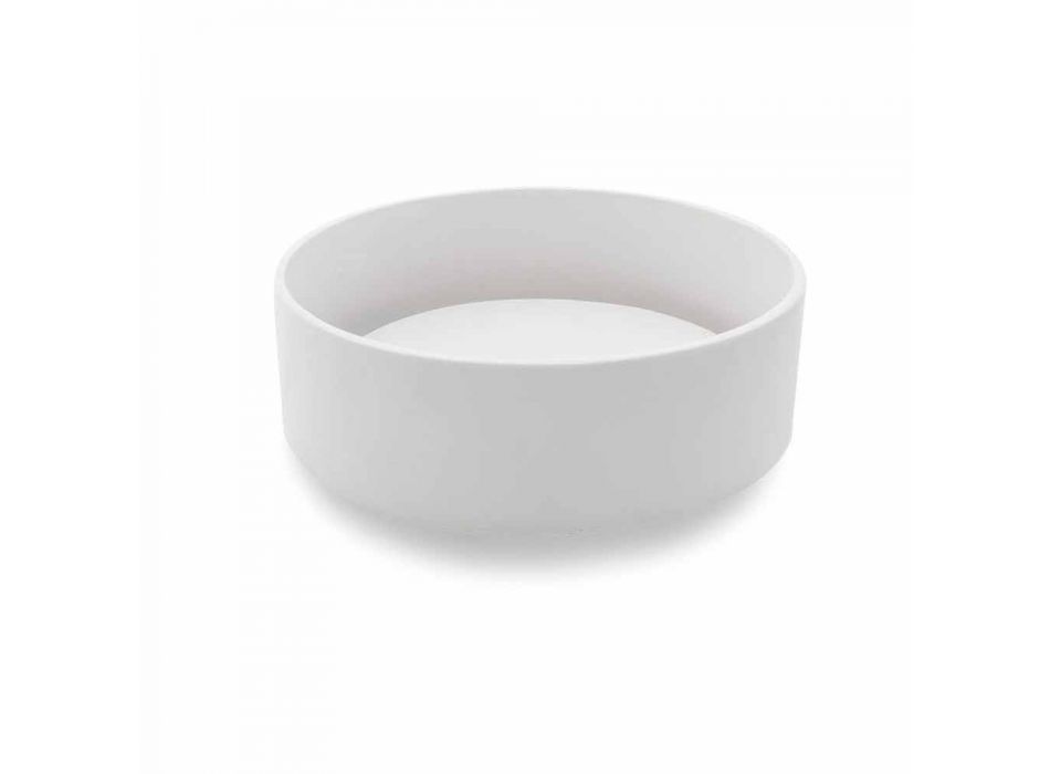 Design bordplade hvid harpiksvask med central afløb - Moris Viadurini