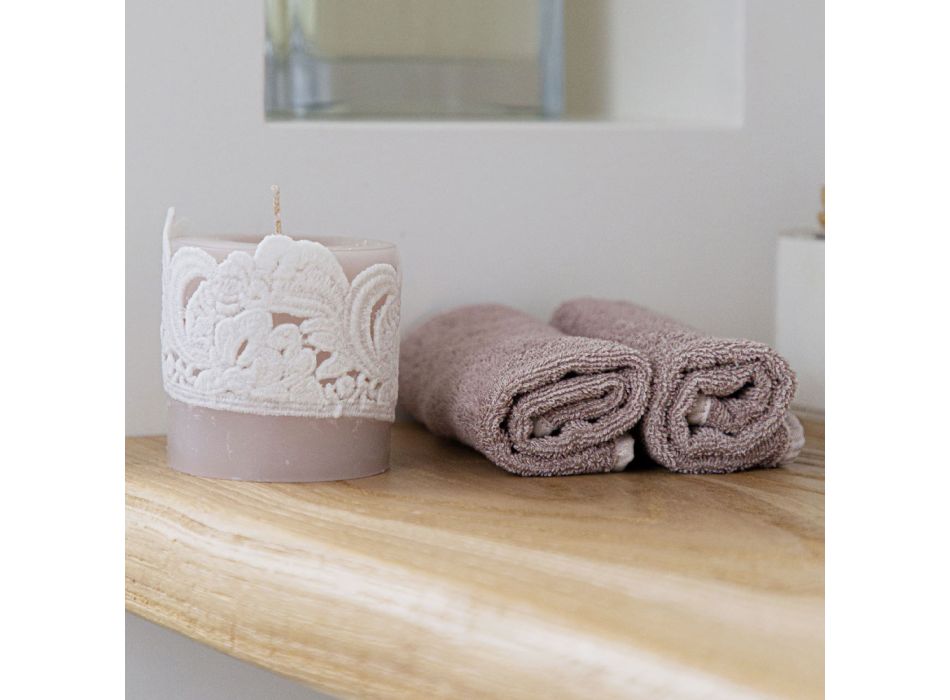Badehåndklæde til gæster i terry med blandet linned kant 6 stykker - kam