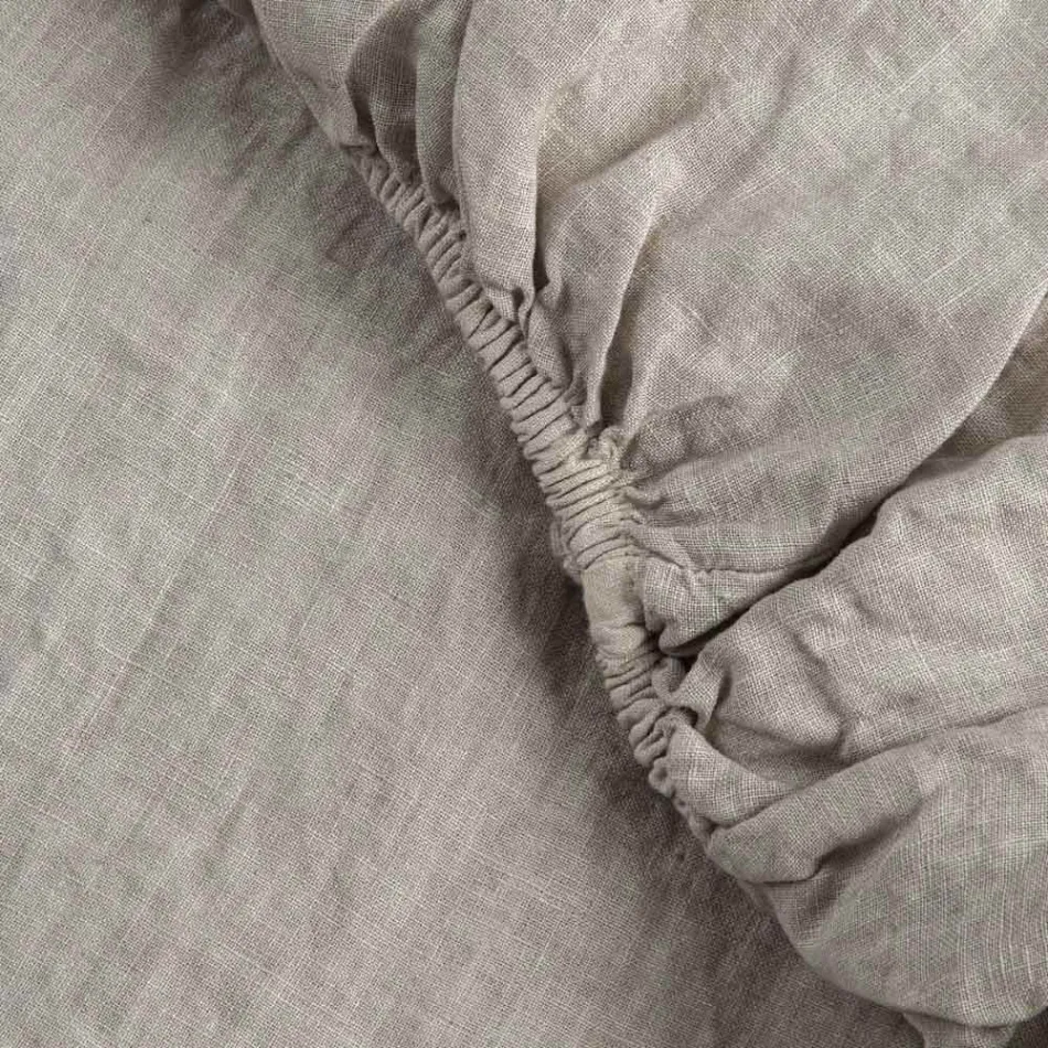 Dobbelt pasformslagner i sort linned, smør eller gammelt kridt - Fiumano Viadurini