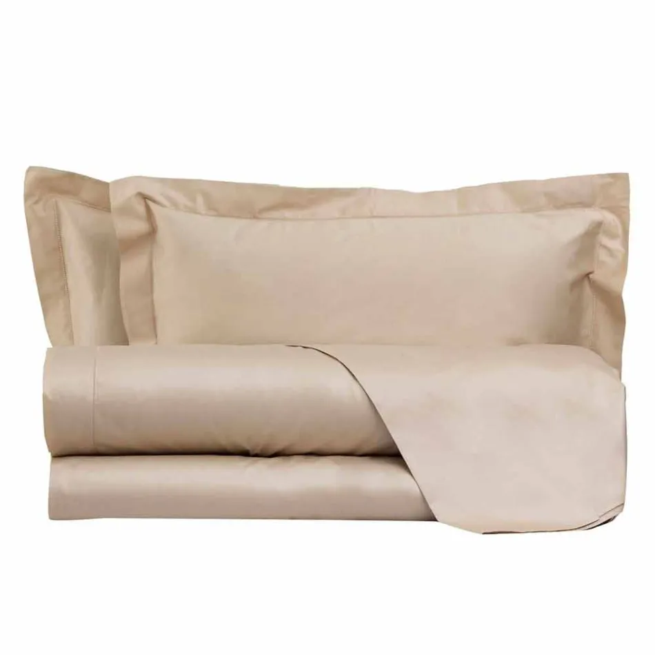 Ensfarvet ark komplet i bomuldssatin til dobbeltseng - Hibiscus Viadurini