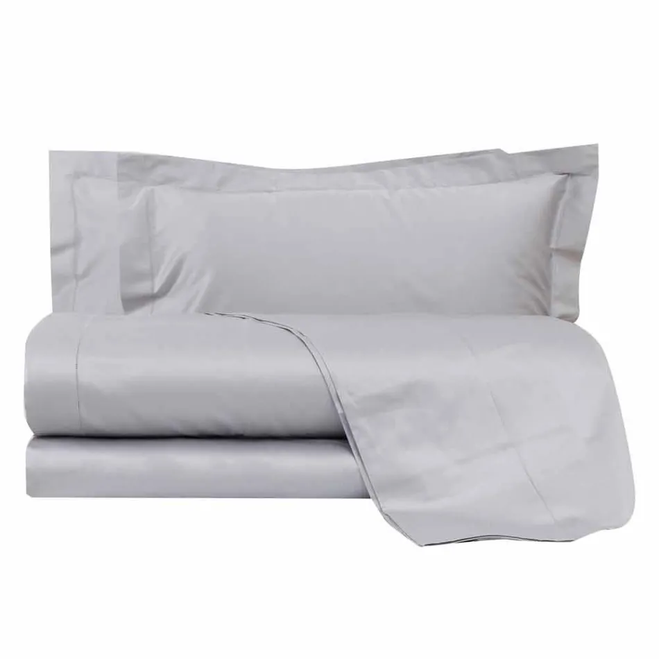 Ensfarvet ark komplet i bomuldssatin til dobbeltseng - Hibiscus Viadurini