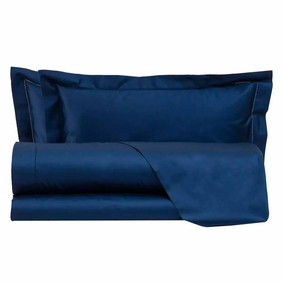 Ensfarvet ark komplet i bomuldssatin til dobbeltseng - Hibiscus Viadurini