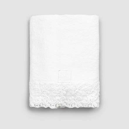 Hvidt sengetøj af høj kvalitet med blonder til dobbeltseng - Fiumana Viadurini