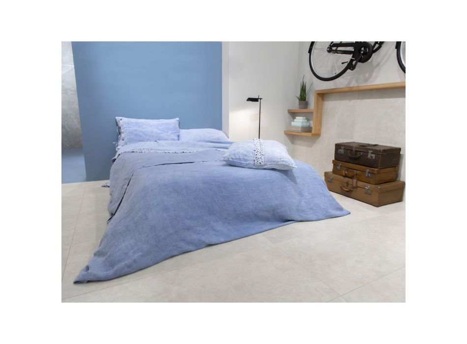 Dobbelt sengetøj, luksusfarvet linned lavet i Italien - Fiumano Viadurini