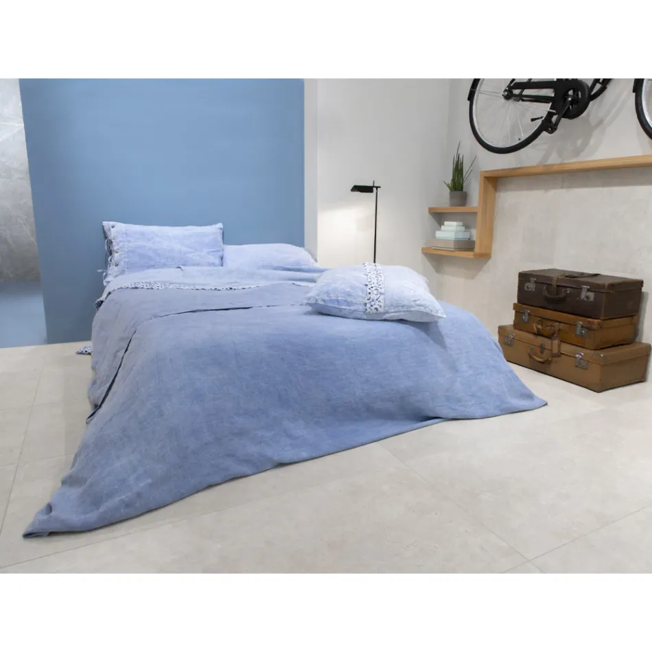 Dobbelt sengetøj, luksusfarvet linned lavet i Italien - Fiumano Viadurini