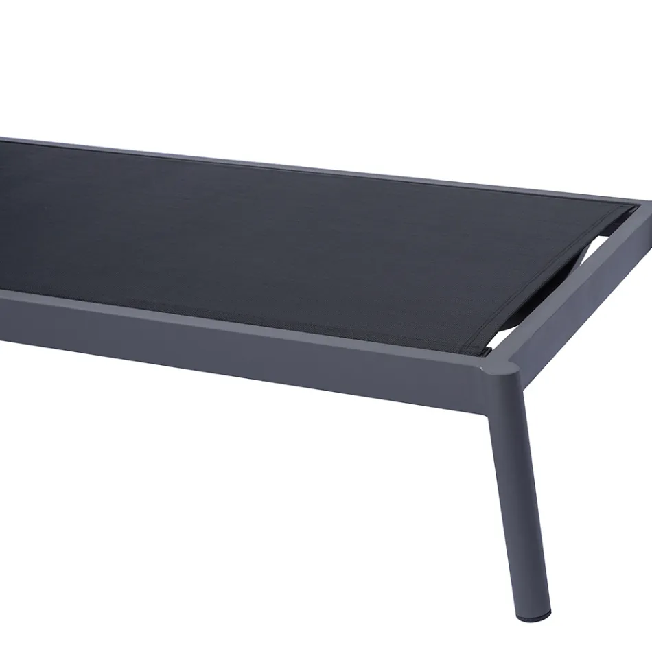 205x76 cm udendørs solseng i aluminium med hynde - Tessara Viadurini