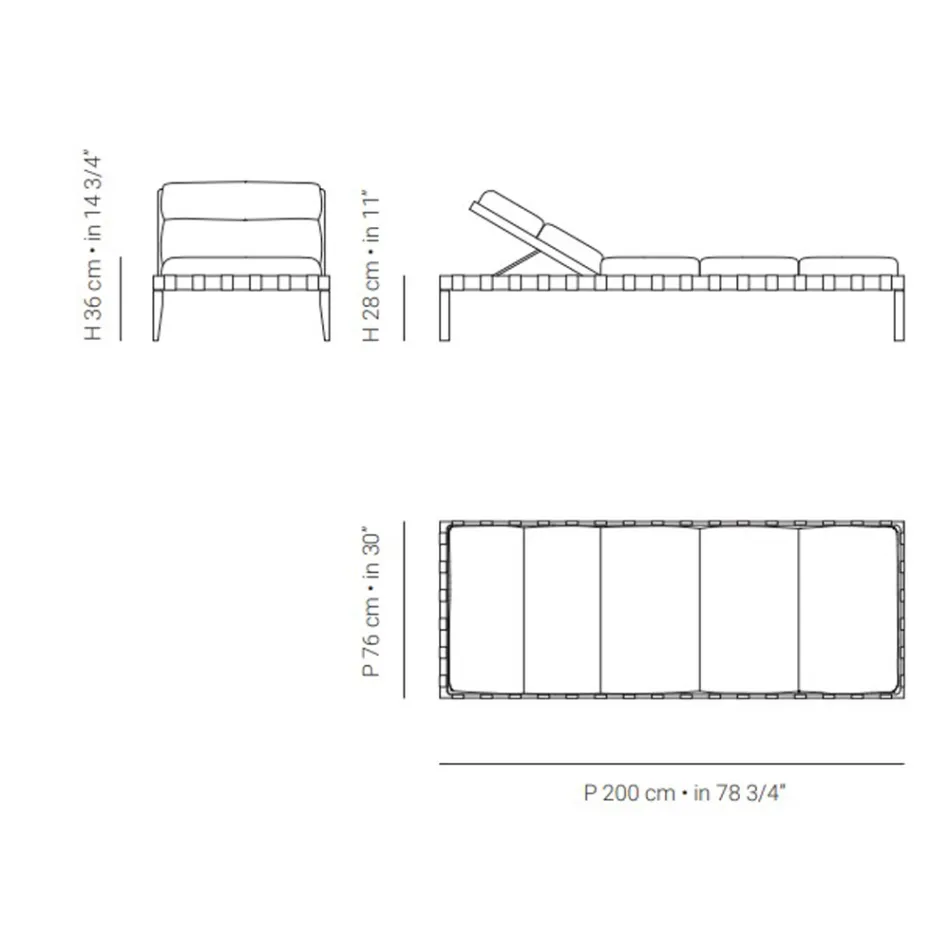 Udendørs liggestol med stel af teaktræ lavet i Italien - Briga Viadurini