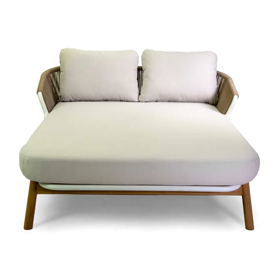 Udendørs liggestol med teakstel, reb og hynder - Telt Viadurini